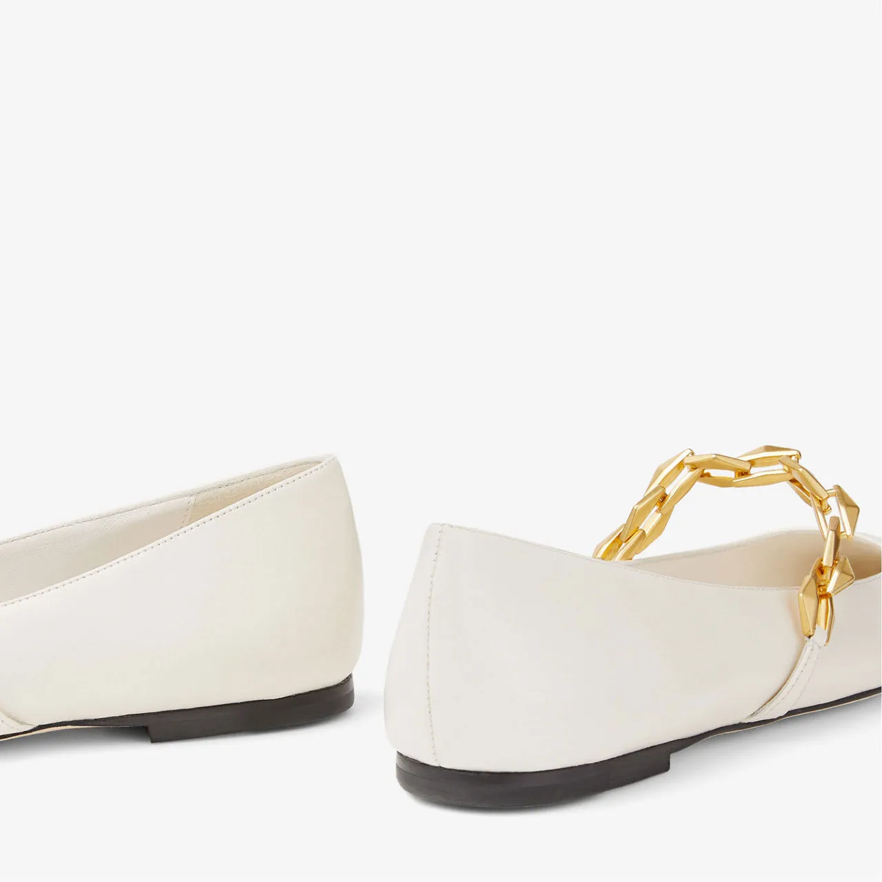 JIMMY CHOO Diamond Tilda Chain Leather Ballet Flats - White