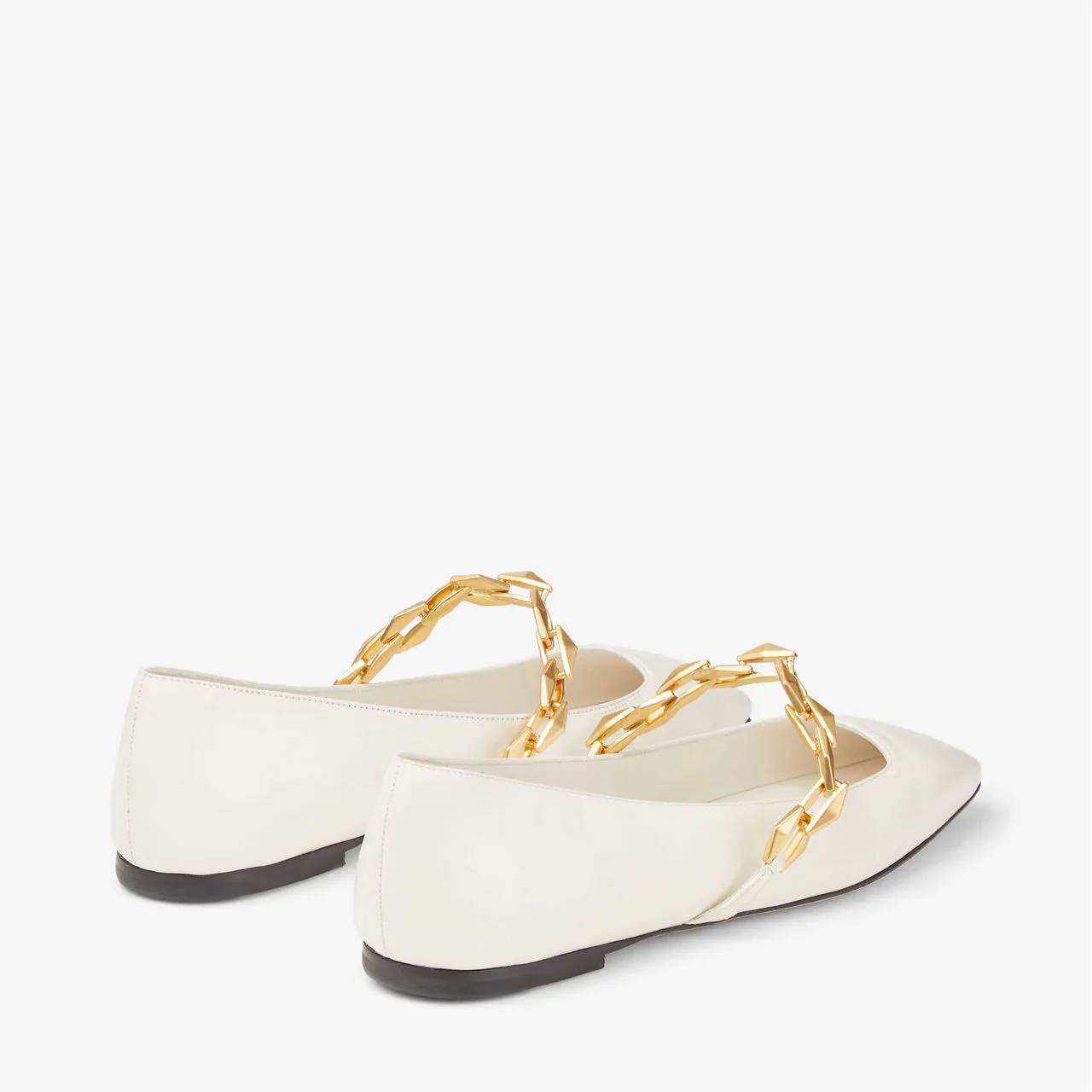 JIMMY CHOO Diamond Tilda Chain Leather Ballet Flats - White