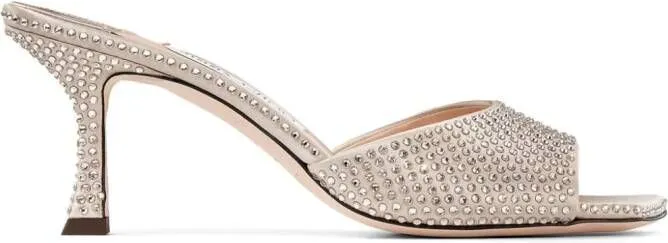 Jimmy Choo Val 70mm crystal-embellished mules Neutrals