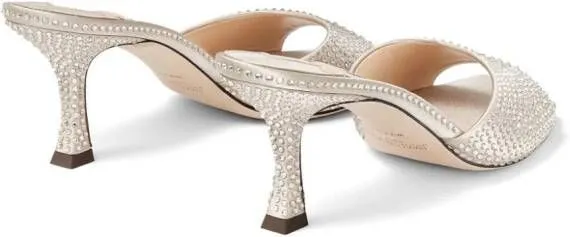 Jimmy Choo Val 70mm crystal-embellished mules Neutrals