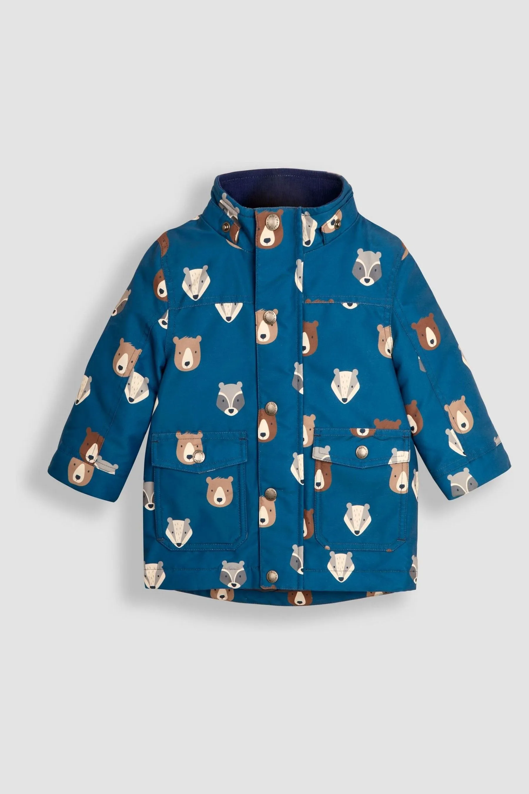 JoJo Maman Bébé Denim Woodland Friends Print Parka