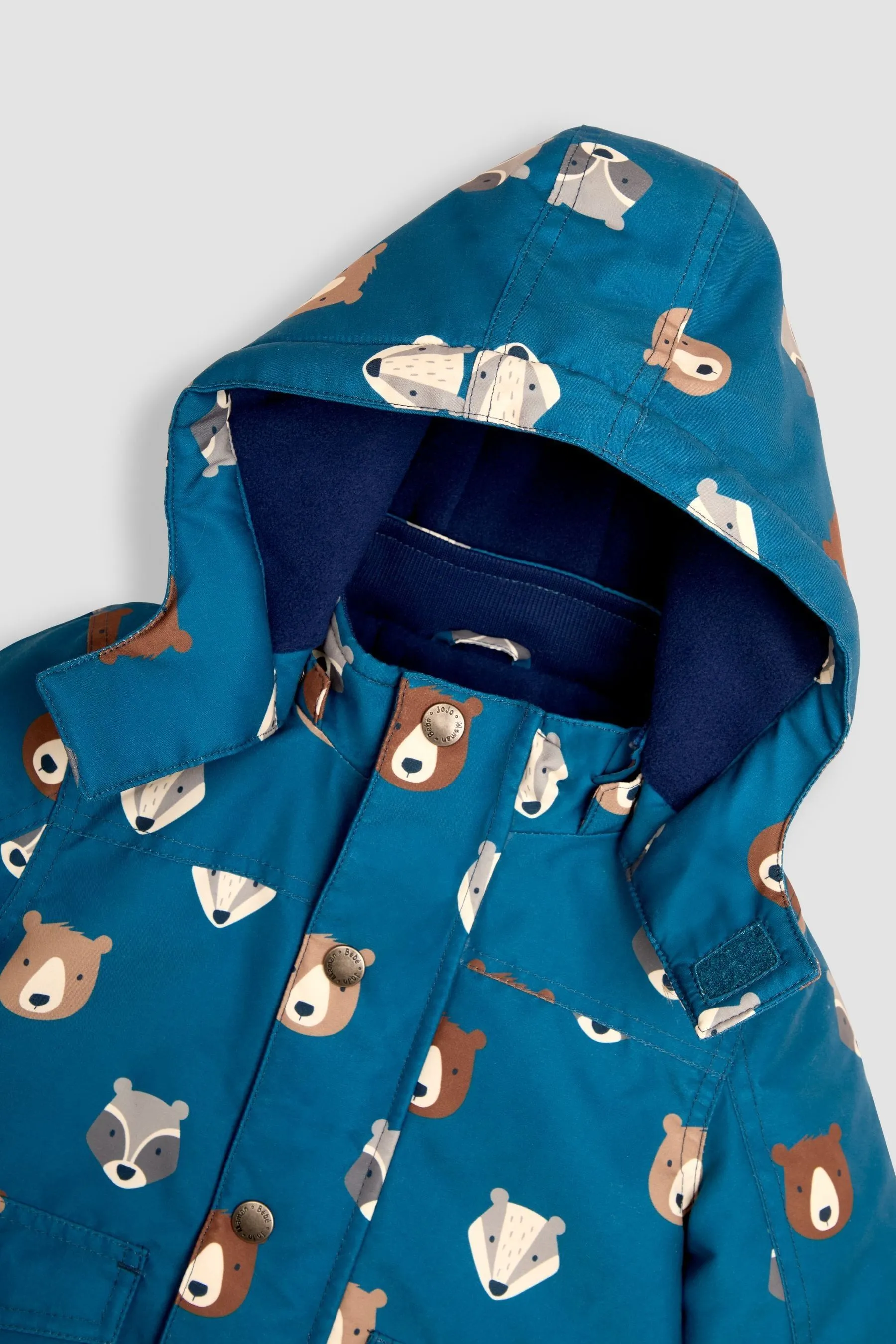 JoJo Maman Bébé Denim Woodland Friends Print Parka