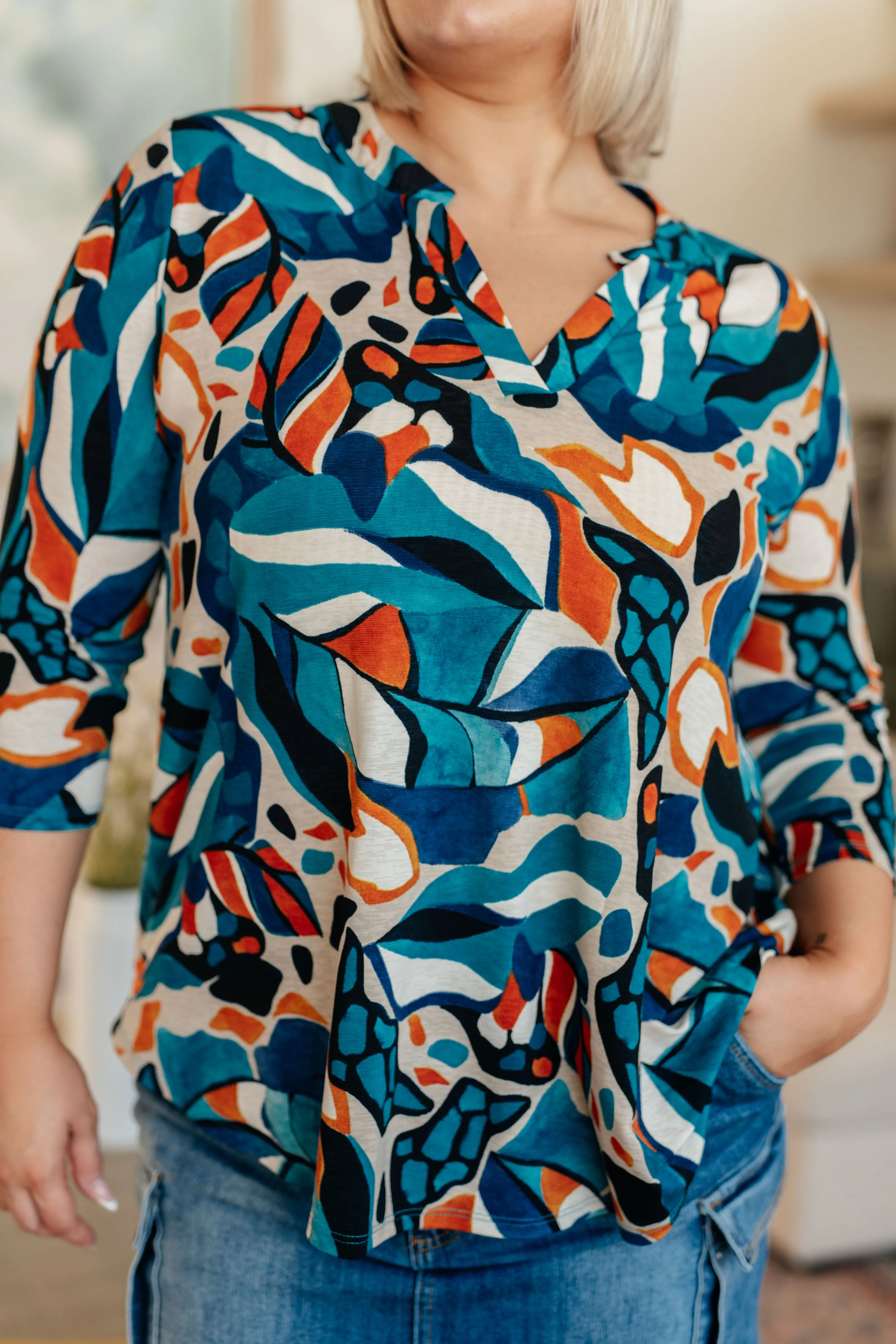 Juliette Top in Abstract Teal