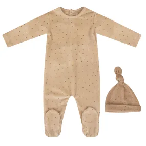 Kipp Baby Stone Dot Velour Stretchie and Beanie