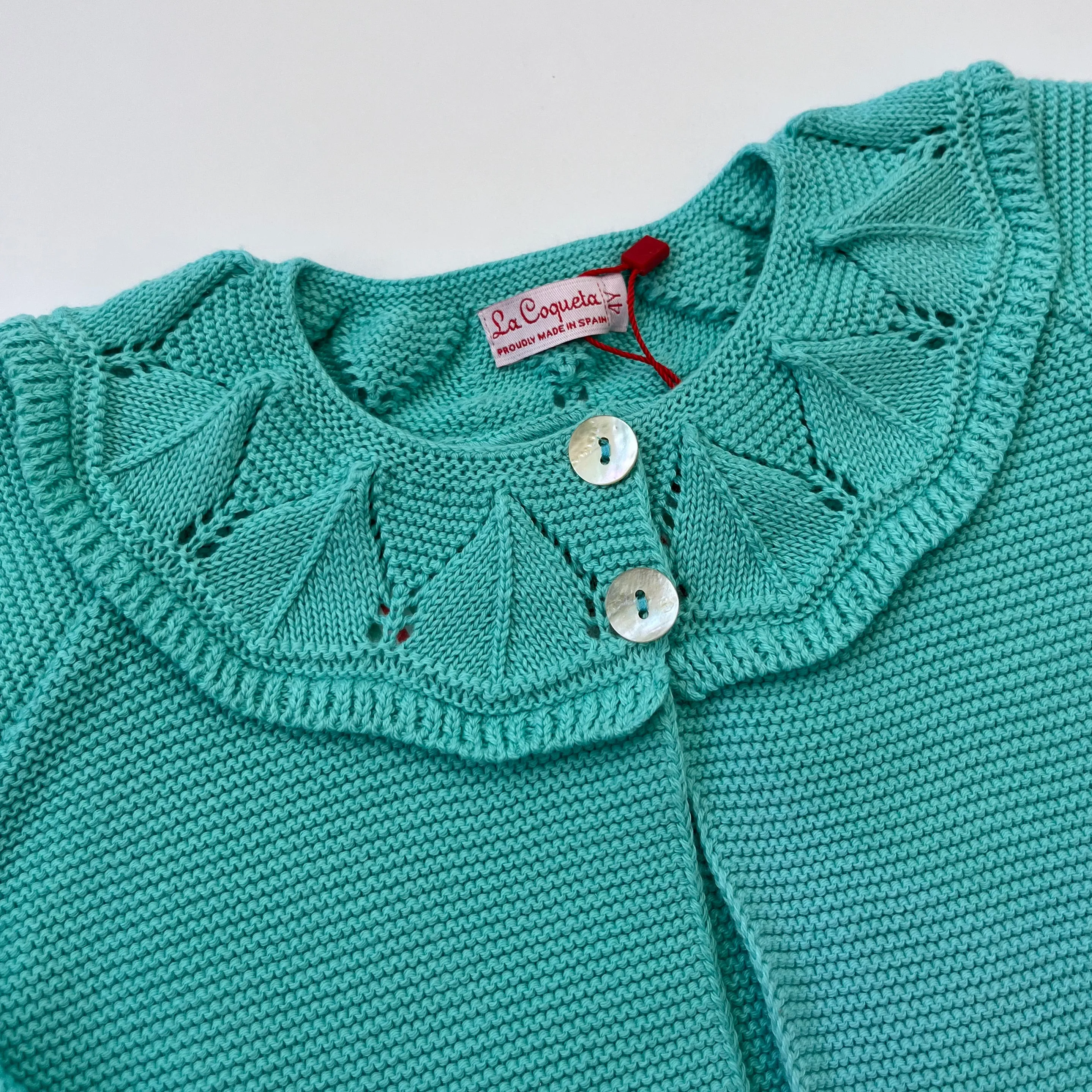 La Coqueta Aqua Cotton Cardigan: 4 Years (Brand New)