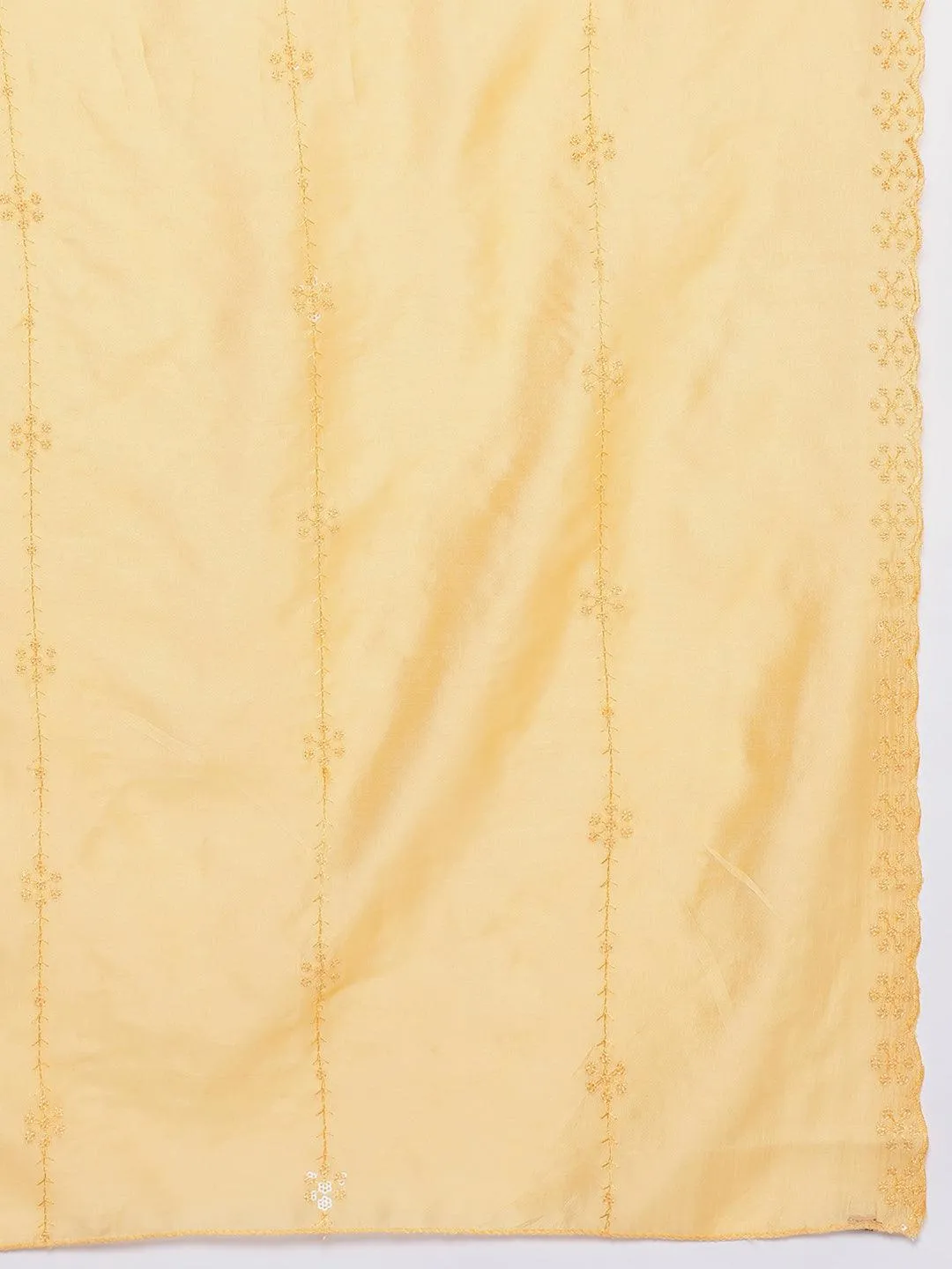 Libas Art Yellow Embroidered Silk Blend Straight Suit With Dupatta