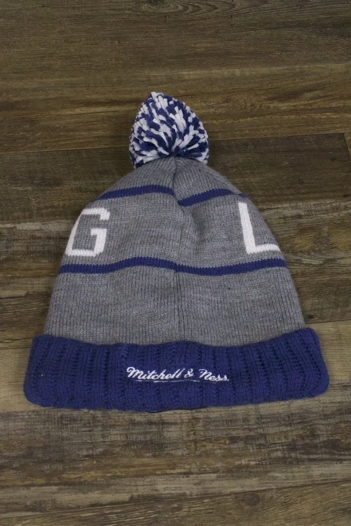 Lightning Beanie | Tampa Bay Lightning Mitchell and Ness Oversized Patch Logo Pom Gray / Blue Beanie