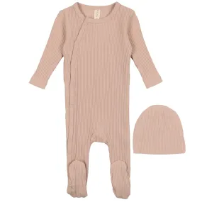 Lilette Blush Side Snap Rib Stretchie and Beanie