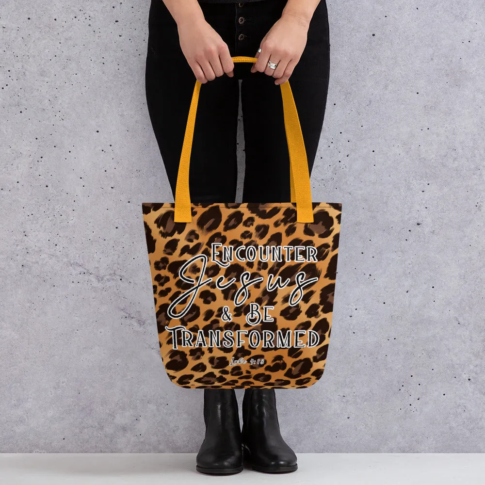 Limited Edition Premium Tote Bag - Encounter Jesus & Be Transformed (Design: Leopard)