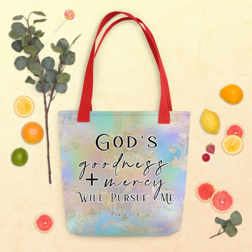 Limited Edition Premium Tote Bag - God's Goodness + Mercy Will Pursue Me (Design: Golden Spring)