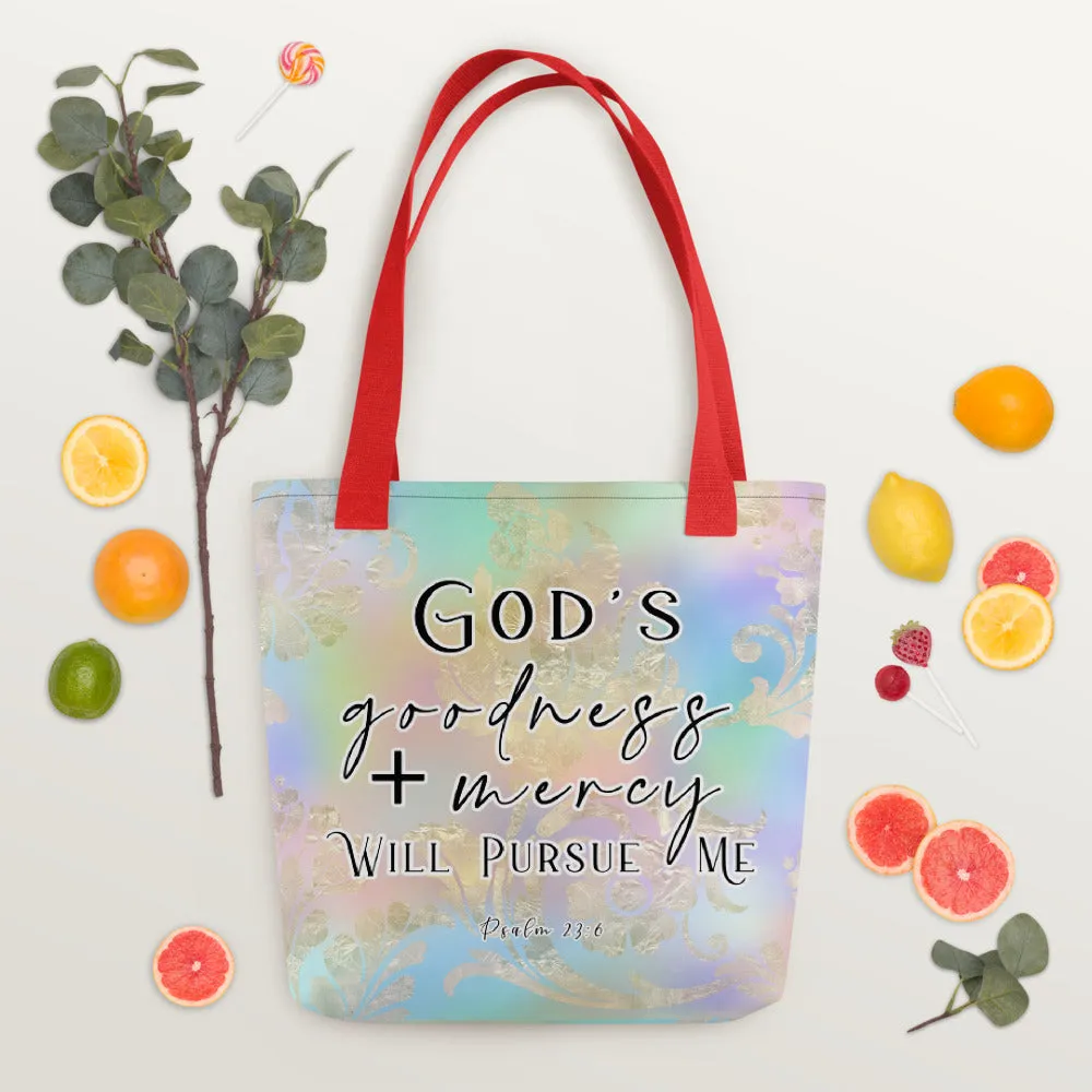 Limited Edition Premium Tote Bag - God's Goodness + Mercy Will Pursue Me (Design: Golden Spring)