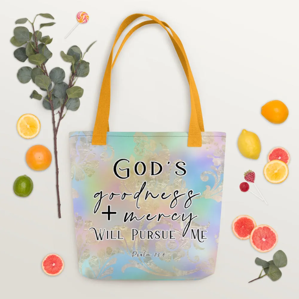 Limited Edition Premium Tote Bag - God's Goodness + Mercy Will Pursue Me (Design: Golden Spring)