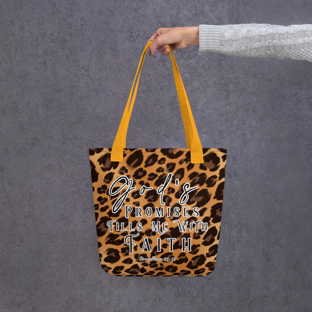 Limited Edition Premium Tote Bag - God's Promises Fills Me With Faith (Design: Leopard)