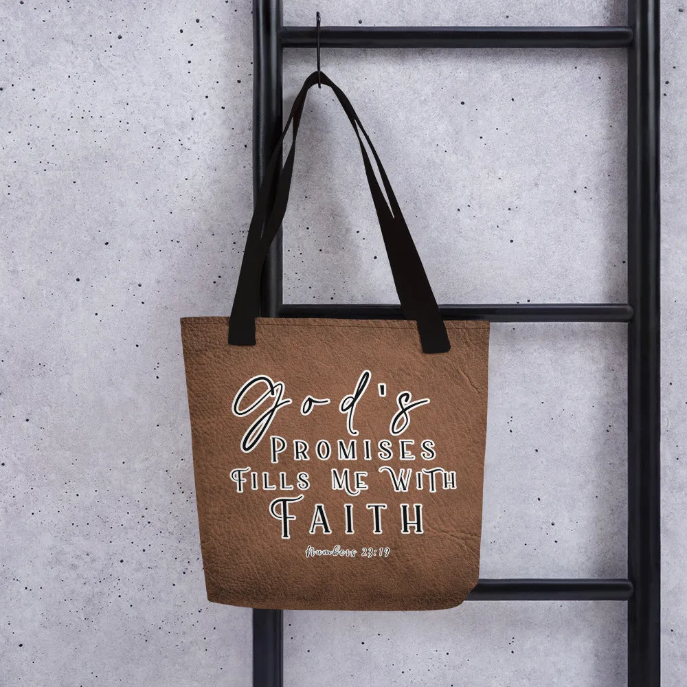 Limited Edition Premium Tote Bag - God's Promises Fills Me With Faith (Design: Textured Brown)