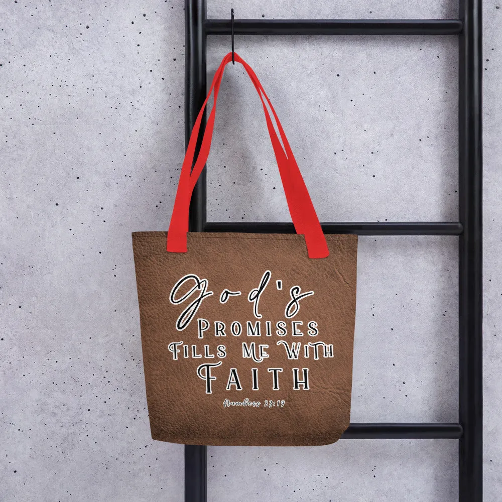 Limited Edition Premium Tote Bag - God's Promises Fills Me With Faith (Design: Textured Brown)