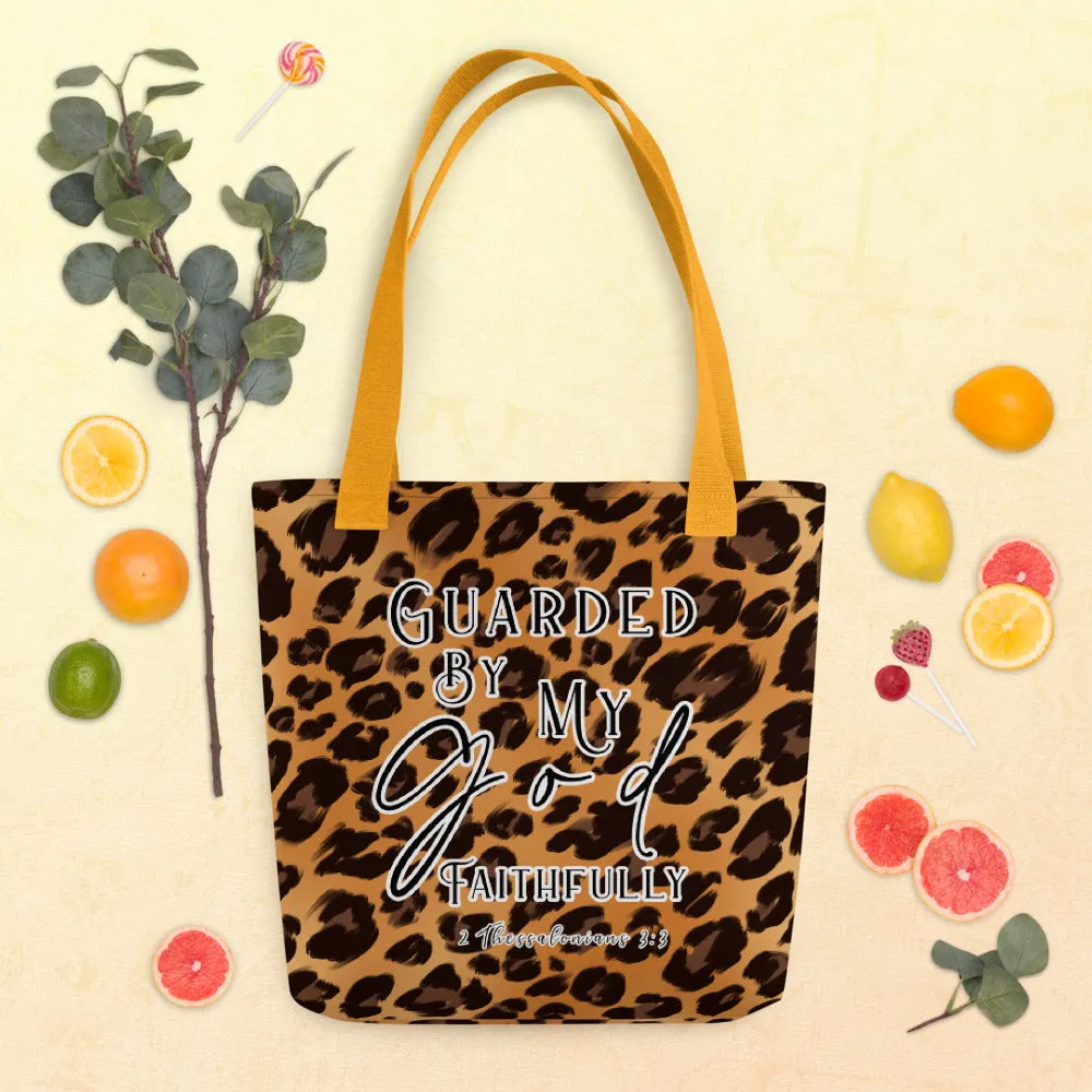 Limited Edition Premium Tote Bag - Guarded By My God Faithfully (Design: Leopard)