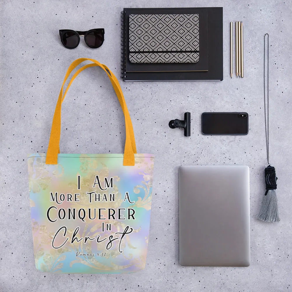 Limited Edition Premium Tote Bag - I Am More Than A Conquerer In Christ (Design: Golden Spring)