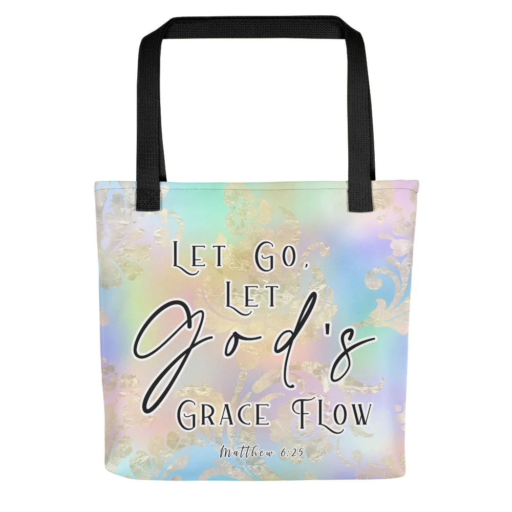 Limited Edition Premium Tote Bag - Let Go, Let God's Grace Flow (Design: Golden Spring)