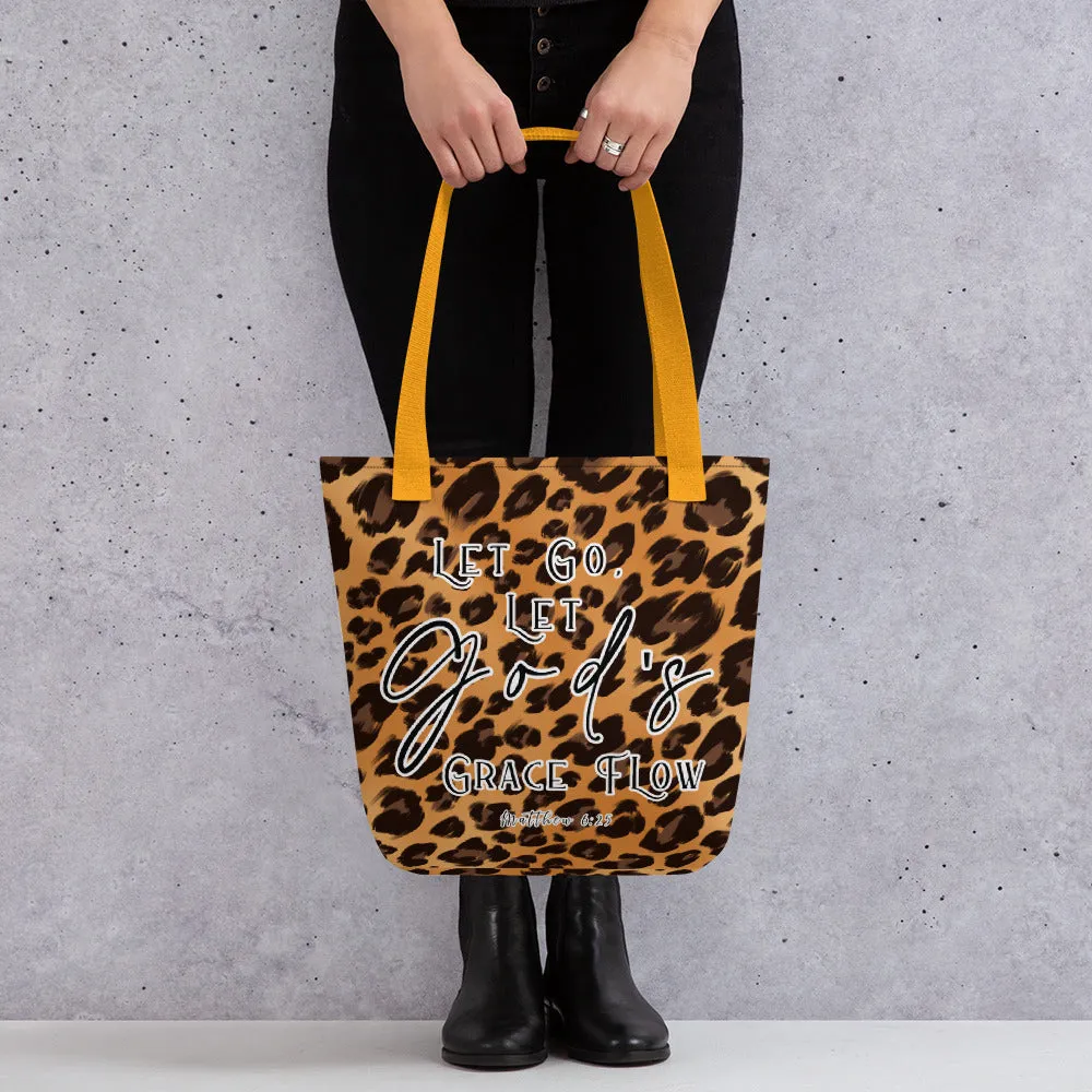 Limited Edition Premium Tote Bag - Let Go, Let God's Grace Flow (Design: Leopard)