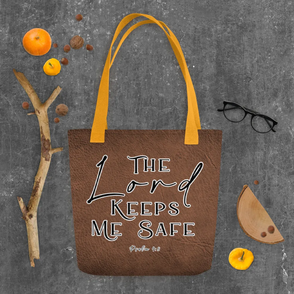 Limited Edition Premium Tote Bag - The Lord Keeps Me Safe (Design: Textured Brown)