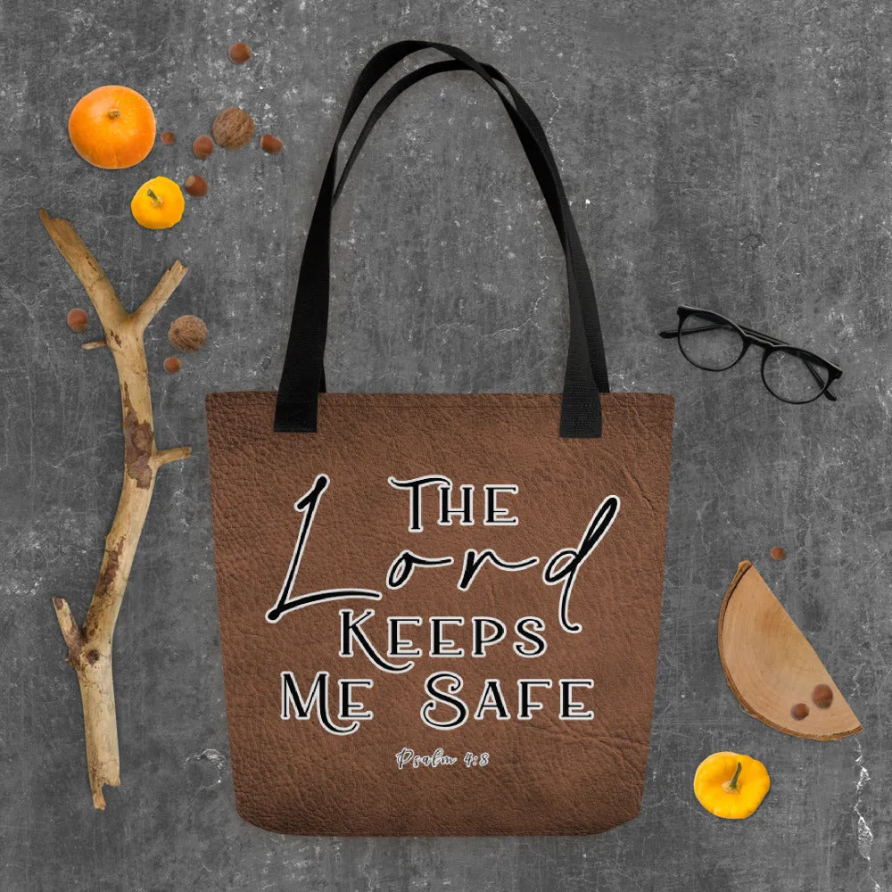 Limited Edition Premium Tote Bag - The Lord Keeps Me Safe (Design: Textured Brown)