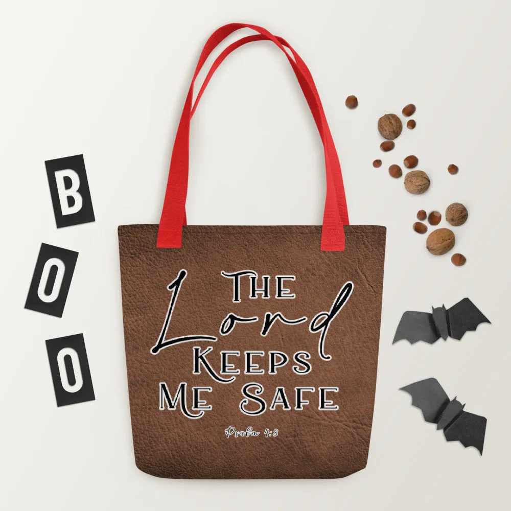 Limited Edition Premium Tote Bag - The Lord Keeps Me Safe (Design: Textured Brown)