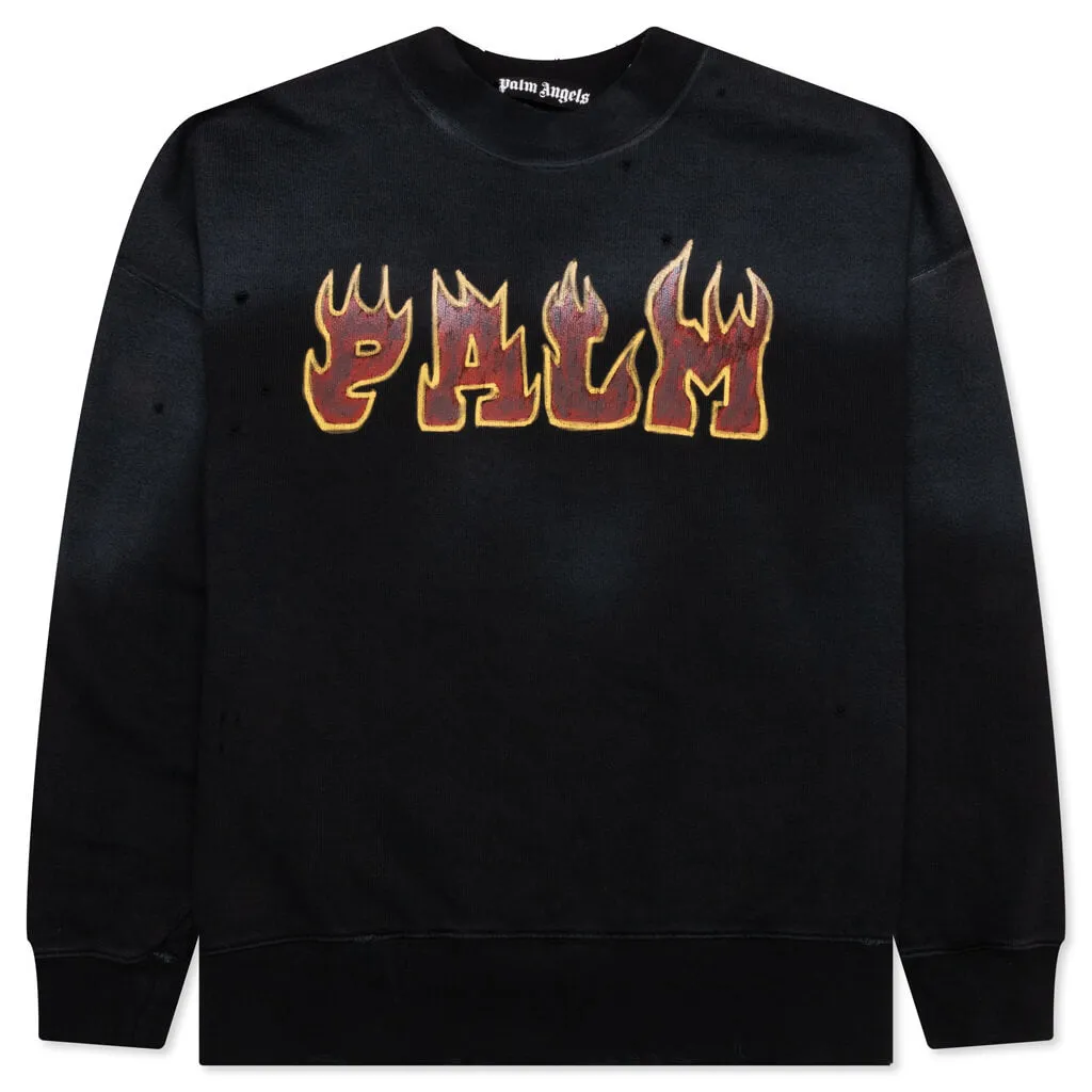 Logo Flames Vintage Crewneck - Black/Red