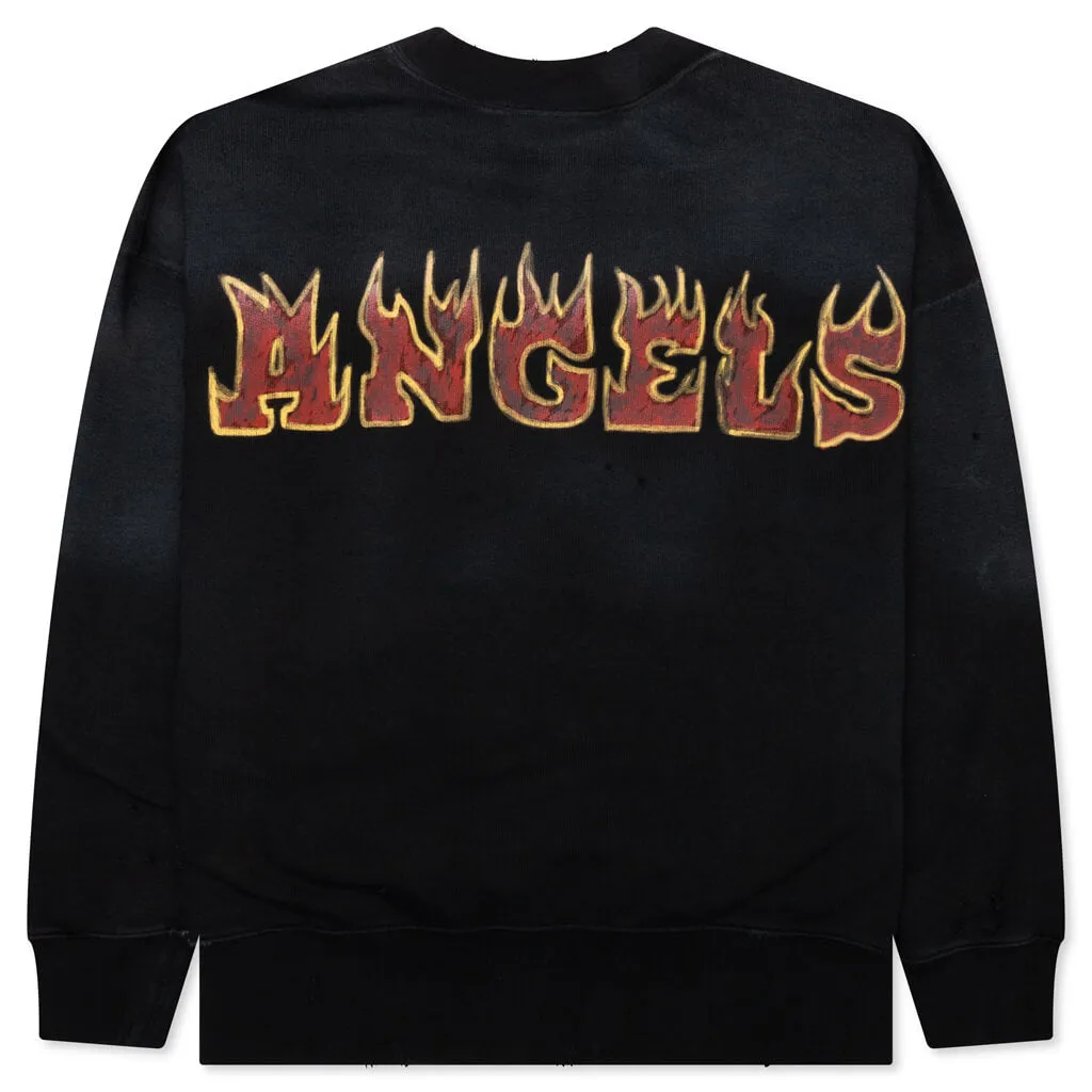 Logo Flames Vintage Crewneck - Black/Red