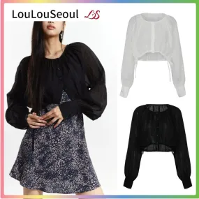 Loulouseoul  |Chiffon Street Style Long Sleeves Plain Oversized