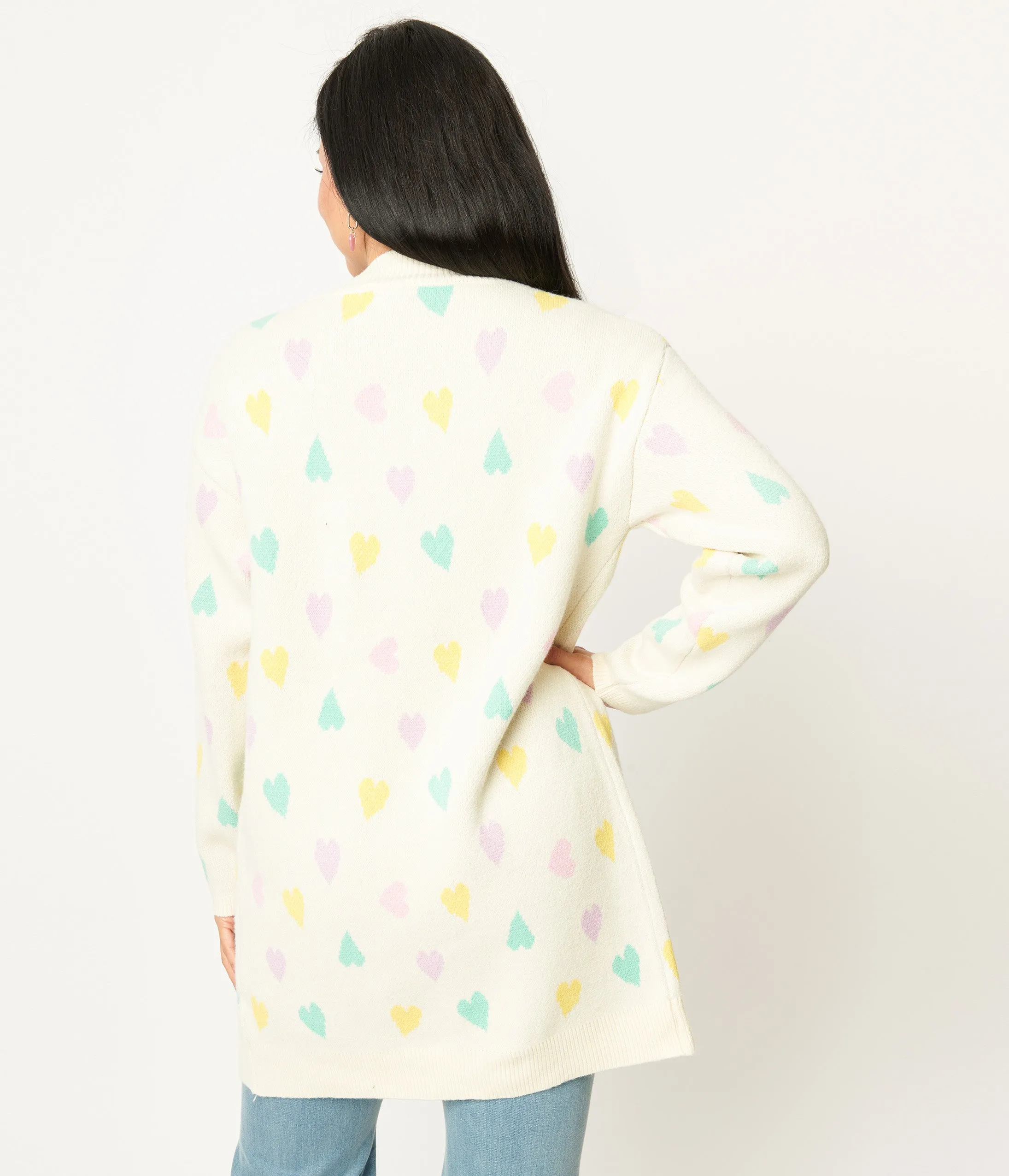 Magnolia Place Cream & Pastel Hearts Cardigan