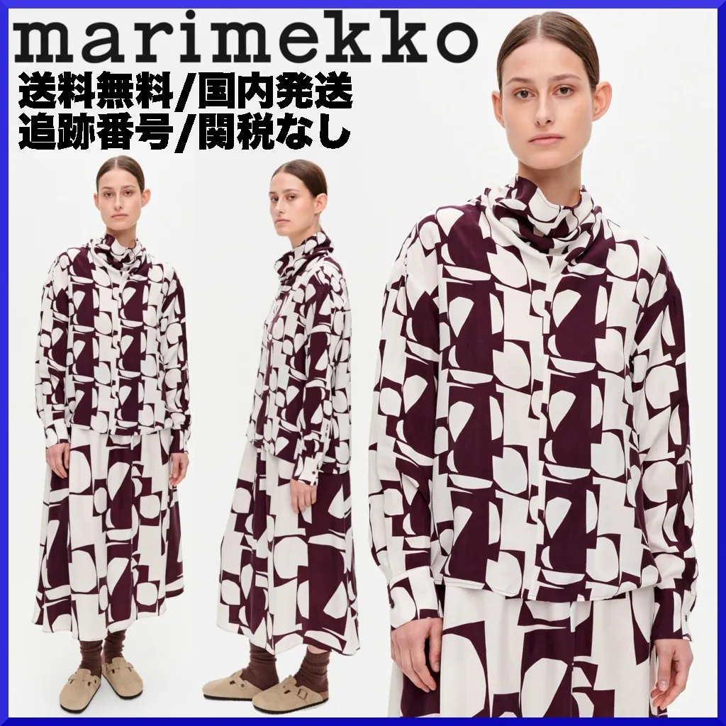 marimekko  |Casual Style Long Sleeves Medium Office Style Elegant Style