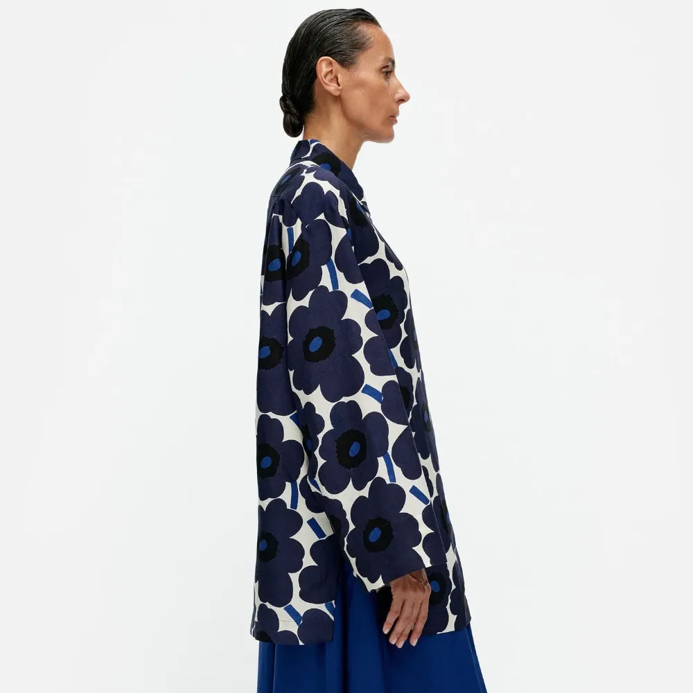 marimekko  |Flower Patterns Casual Style Linen Long Sleeves Office Style