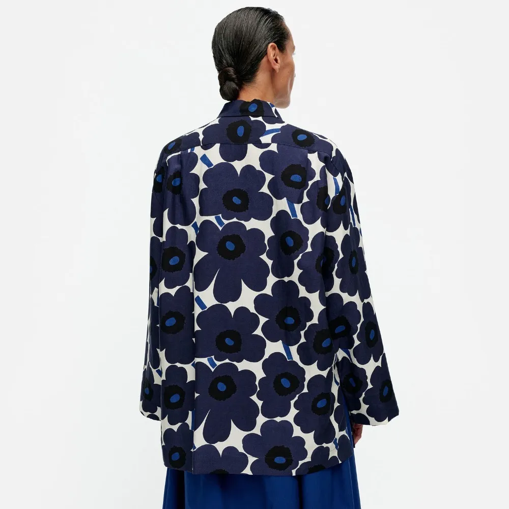 marimekko  |Flower Patterns Casual Style Linen Long Sleeves Office Style