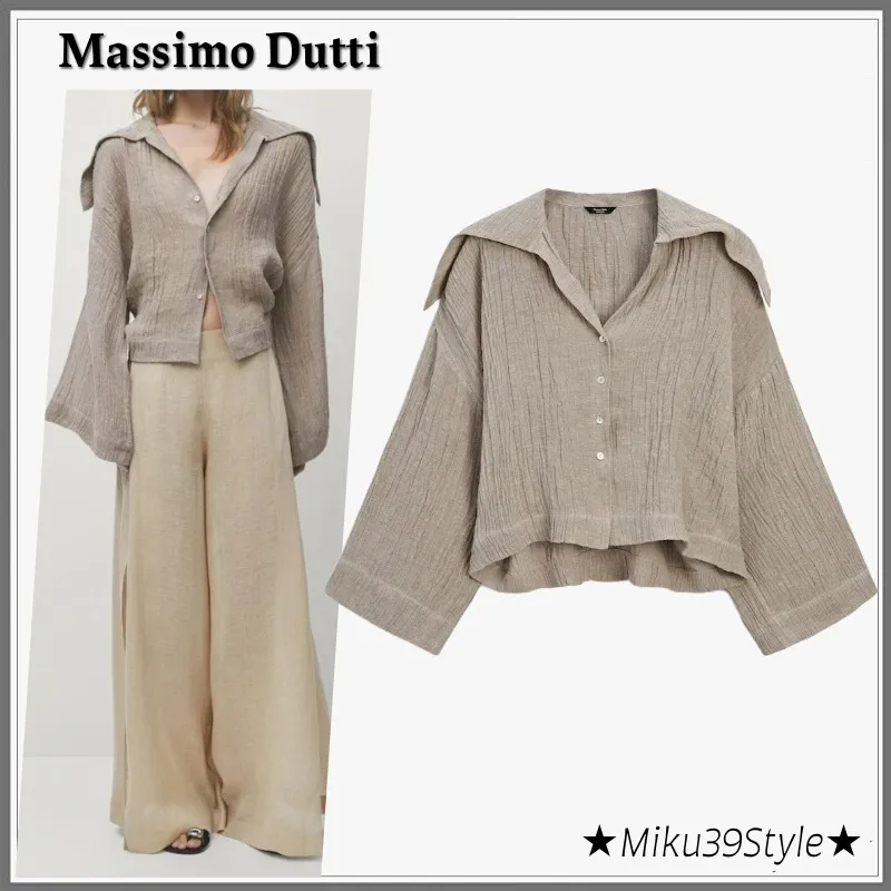 Massimo Dutti  |Casual Style Linen Long Sleeves Office Style Elegant Style