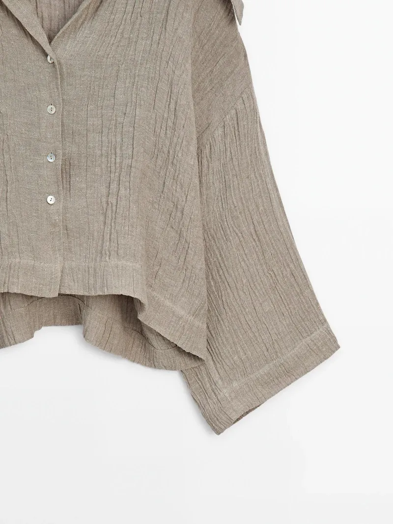 Massimo Dutti  |Casual Style Linen Long Sleeves Office Style Elegant Style