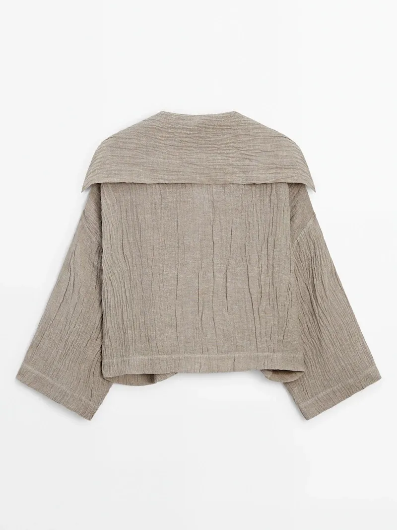 Massimo Dutti  |Casual Style Linen Long Sleeves Office Style Elegant Style