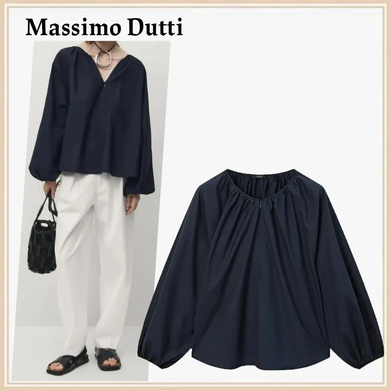 Massimo Dutti  |Casual Style Long Sleeves Cotton Office Style Elegant Style