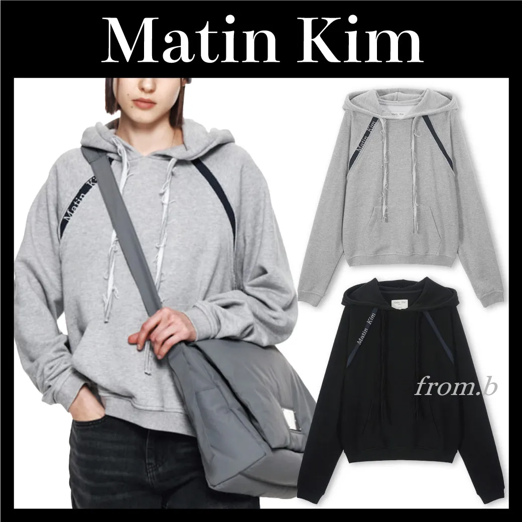 Matin Kim  |Rib Street Style Long Sleeves Plain Cotton