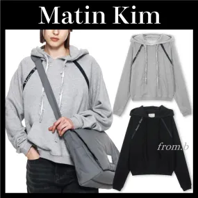 Matin Kim  |Rib Street Style Long Sleeves Plain Cotton