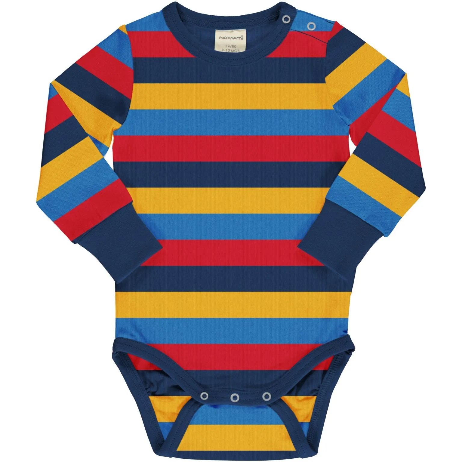 Maxomorra Blue Stripes Long Sleeved Bodysuit