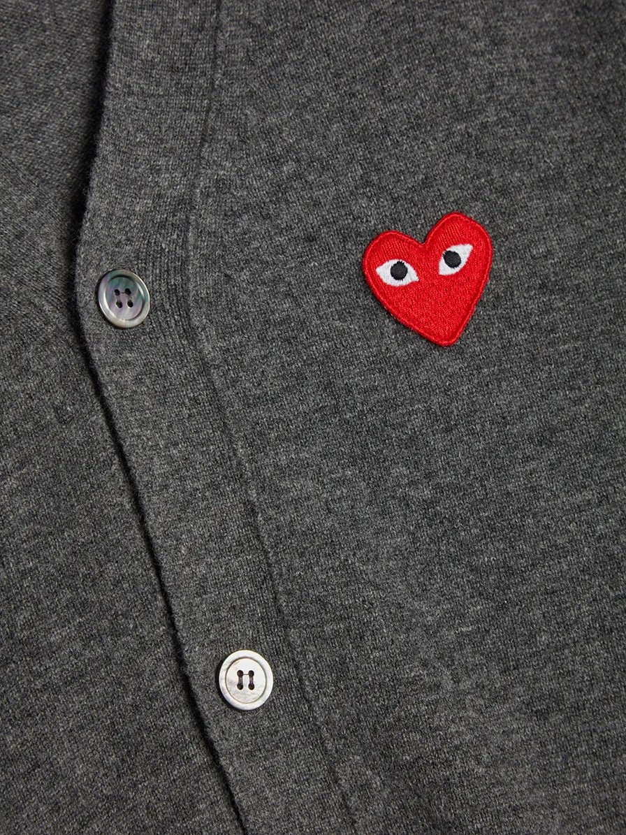 Men Red Heart Play Cardigan, Grey