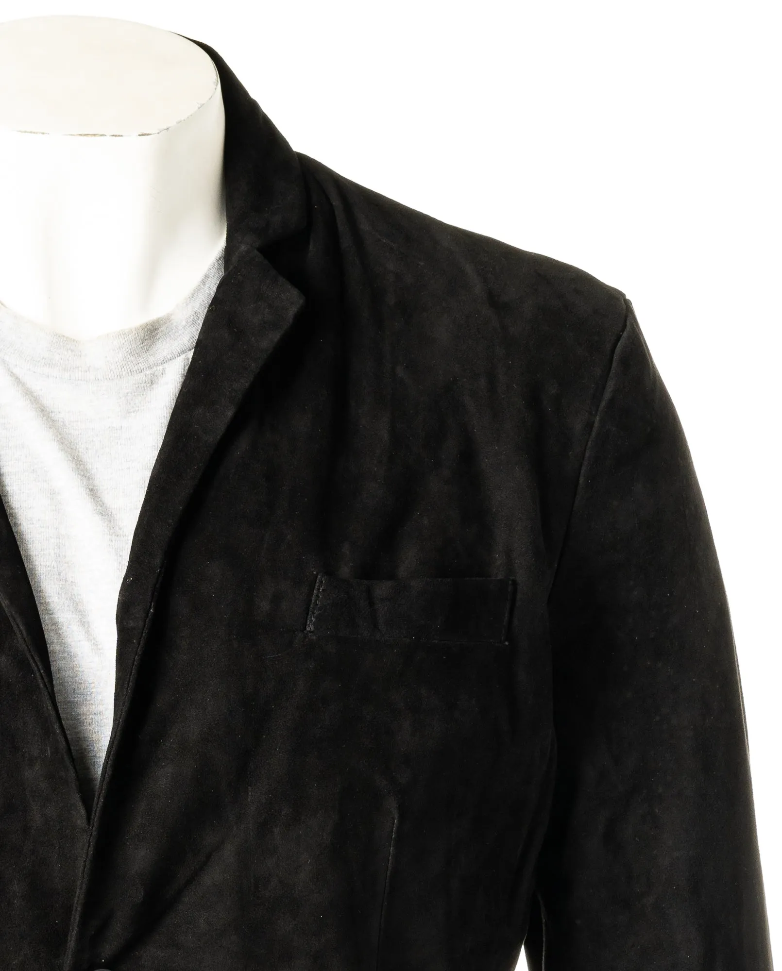 Men's Black Fitted Tailored Suede Blazer: Federigo