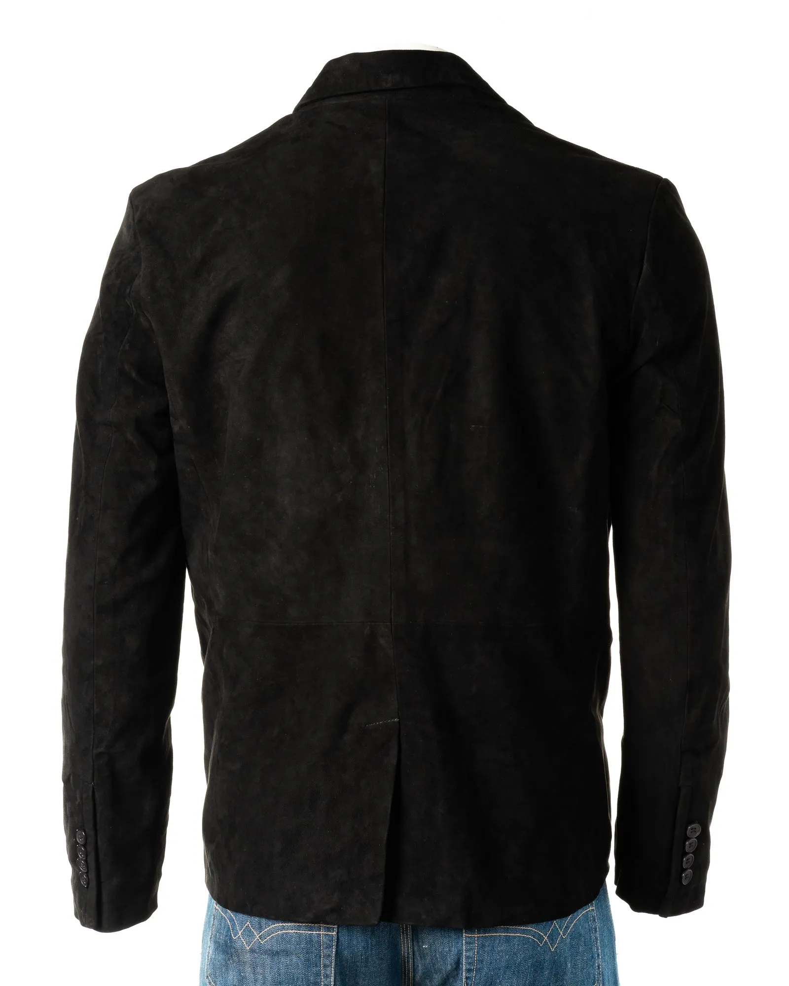 Men's Black Fitted Tailored Suede Blazer: Federigo