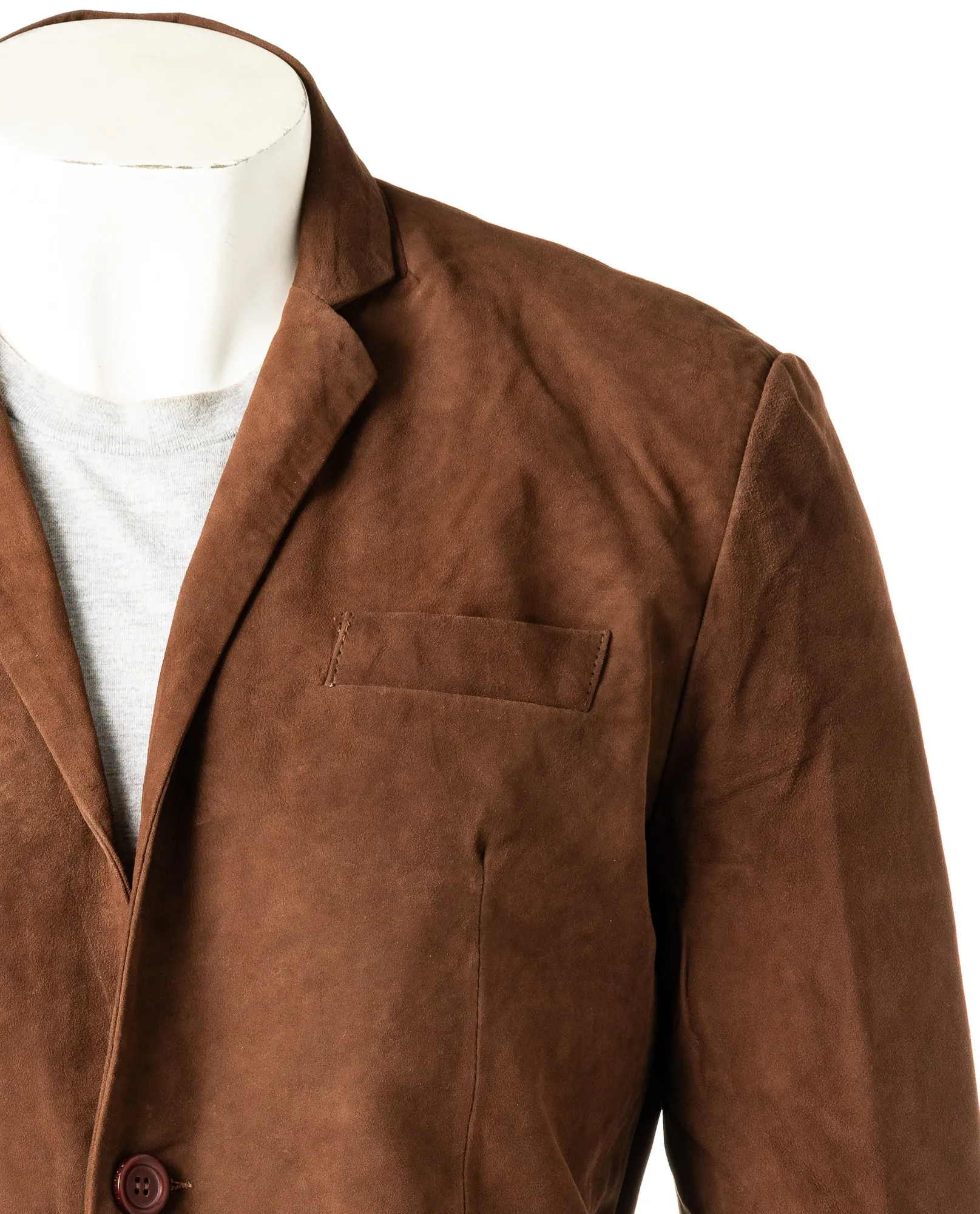 Men's Brown Fitted Tailored Suede Blazer: Federigo