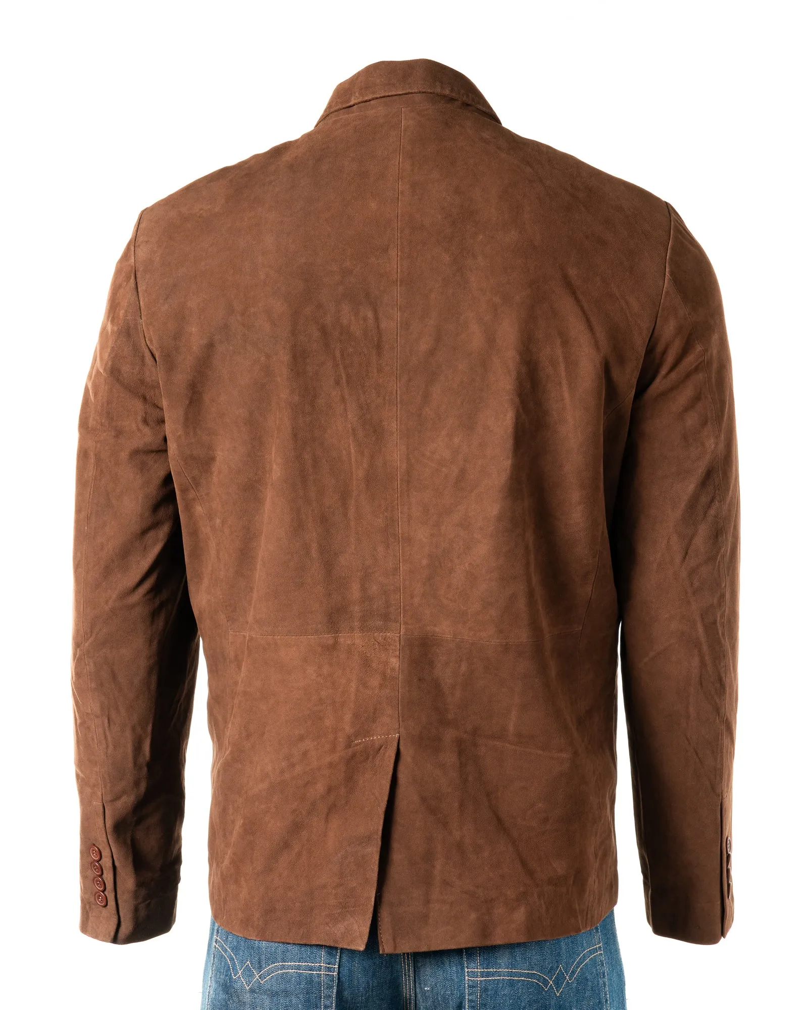 Men's Brown Fitted Tailored Suede Blazer: Federigo