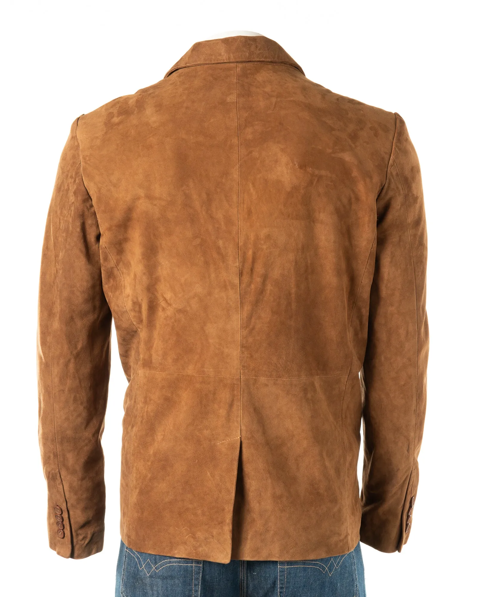 Men's Tan Fitted Tailored Suede Blazer: Federigo