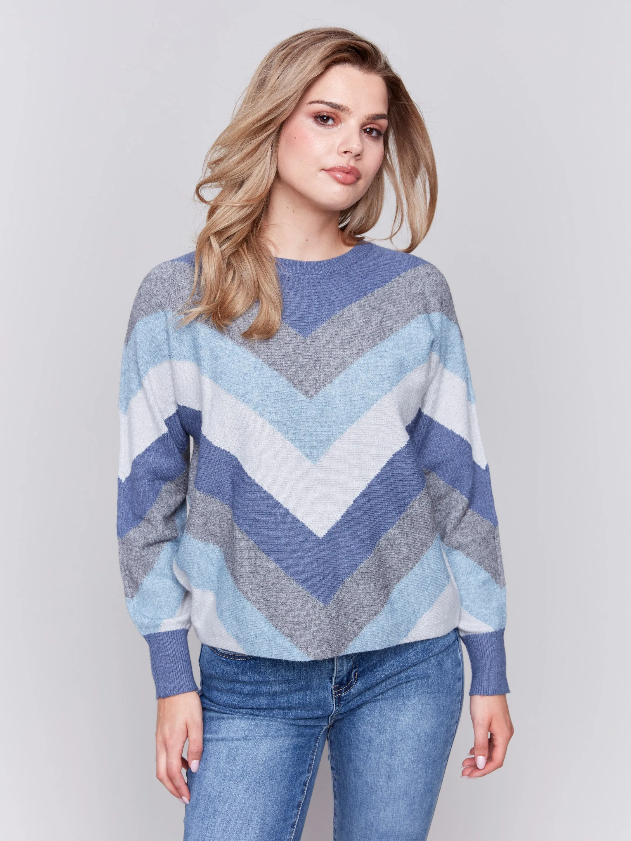 Mitered Stripe Sweater - Denim