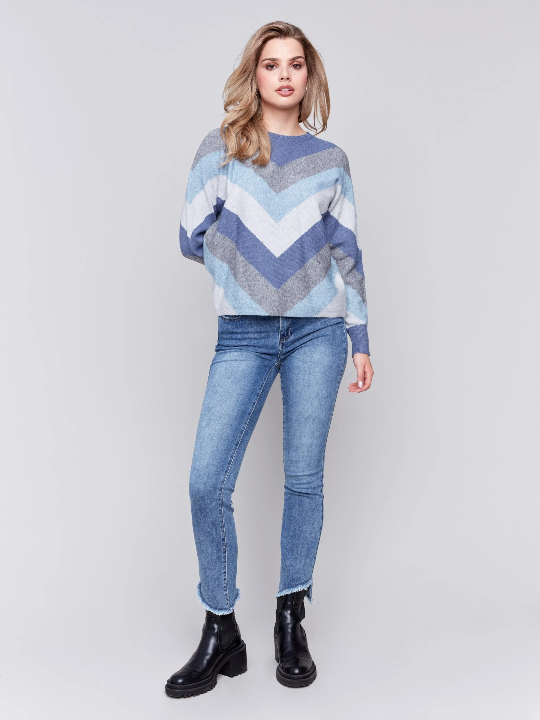 Mitered Stripe Sweater - Denim