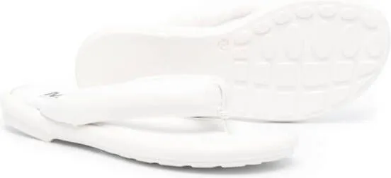 MM6 Maison Margiela Kids logo-print leather flip flops White