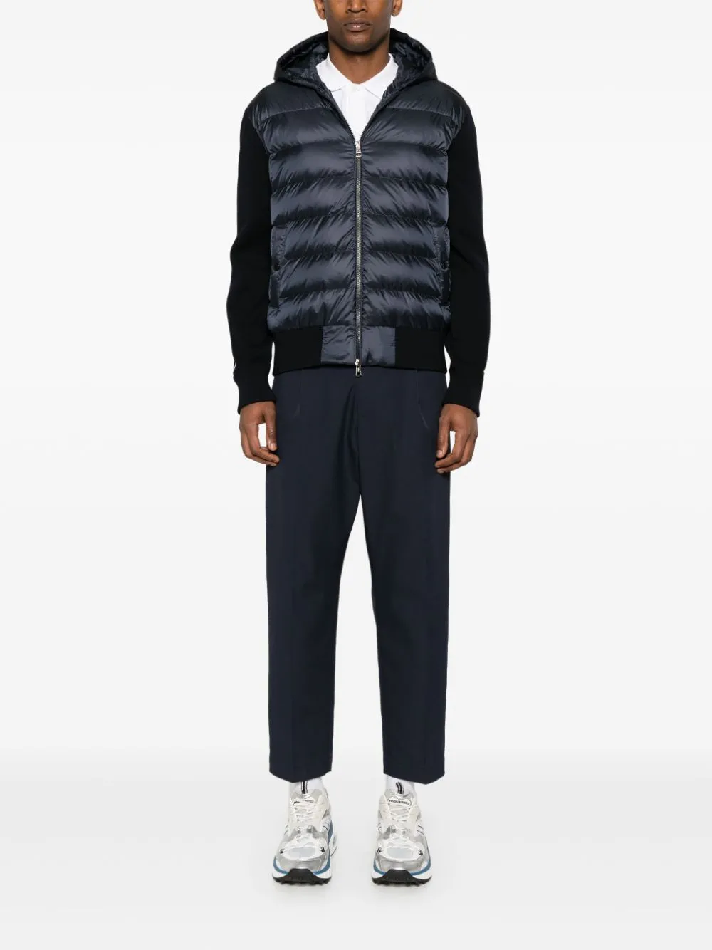 Moncler - Cardigan navy matelassé en laine